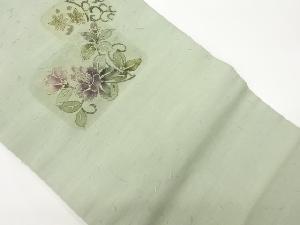 名古屋帯 大髭紬 長尺 金彩 花柄 素敵なデザイン 九寸 着物 正絹T-8148 名古屋帯 大髭紬 長尺 金彩 花柄 素敵なデザイン 九寸 着物 正絹
